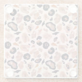 Leopardプリント、シームレス、ベージュの背景。 ガラスコースター (裏面)