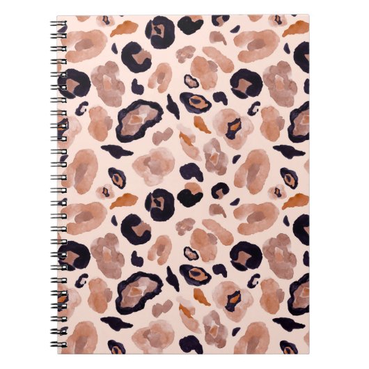 Leopardプリント、シームレス、ベージュの背景。 ノートブック (正面)