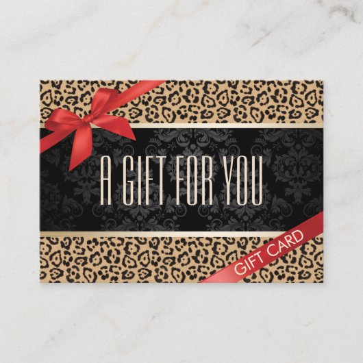 Leopardモダン印刷ギフト証明書 割引カード (正面)