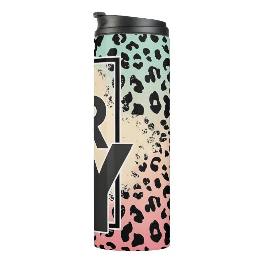 Leopard印はっきりした刷メッセージ タンブラー (回転右)