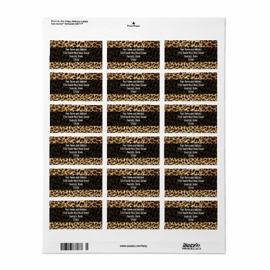 Leopard印刷の背景 ラベル (フルシート)