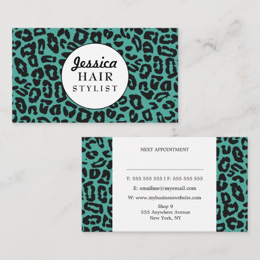 Leopard印刷スモダンタイリストアポイントメントカード 予約カード (正面/裏面)