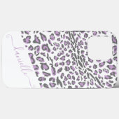 Leopard印刷薄紫グレーエレガントスクリプト名 Case-Mate iPhoneケース (裏面 (横))