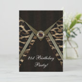 Leopard女性任意の数の誕生日パーティー 招待状 (スタンド正面)