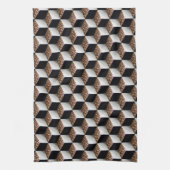 Leopard白黒シェード3Dルックキューブ キッチンタオル (縦)