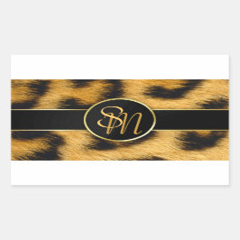 Leopard エレガント Print Monogramスクリプト – ステッカー