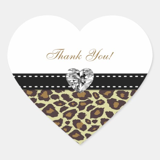 Leopard エレガント Thank You Stickers with Diamond ハートシール (正面)