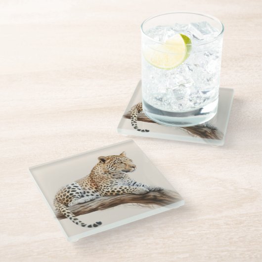 Leopard ガラスコースター (アングル)