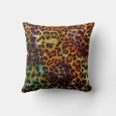 Leopard:抽象芸術カラフルヴィンテージテクスチャ クッション (裏面)