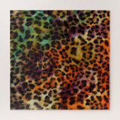 Leopard:抽象芸術カラフルヴィンテージテクスチャ ジグソーパズル (横)