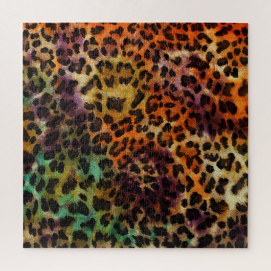 Leopard:抽象芸術カラフルヴィンテージテクスチャ ジグソーパズル (縦)