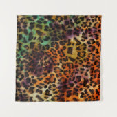 Leopard:抽象芸術カラフルヴィンテージテクスチャ タペストリー (正面(横))