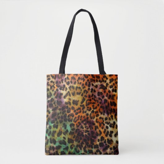 Leopard:抽象芸術カラフルヴィンテージテクスチャ トートバッグ (正面)