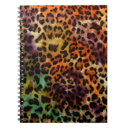 Leopard:抽象芸術カラフルヴィンテージテクスチャ ノートブック (正面)