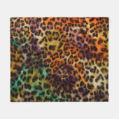 Leopard:抽象芸術カラフルヴィンテージテクスチャ フリースブランケット (正面(横))