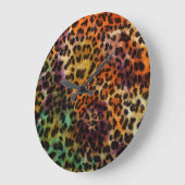 Leopard:抽象芸術カラフルヴィンテージテクスチャ ラージ壁時計 (傾斜)