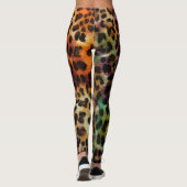 Leopard:抽象芸術カラフルヴィンテージテクスチャ レギンス (裏面)
