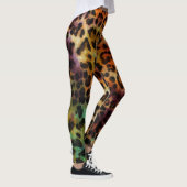 Leopard:抽象芸術カラフルヴィンテージテクスチャ レギンス (右)