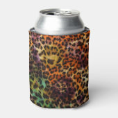 Leopard:抽象芸術カラフルヴィンテージテクスチャ 缶クーラー (缶正面)