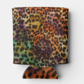Leopard:抽象芸術カラフルヴィンテージテクスチャ 缶クーラー (裏面)