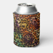 Leopard:抽象芸術カラフルヴィンテージテクスチャ 缶クーラー (缶裏面)