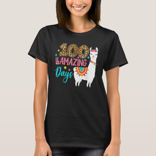 Leopard 100 Llamazing Days Llama Teacher 100th Day Tシャツ (正面)