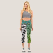 Leopard 80sロックタイガーゼブラストライプスポットレギー カプリレギンス (正面)