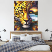 Leopard Abstract Art キャンバスプリント (インサイチュ (寝室))