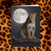 Leopard and Full Moon | Happy Birthday カード