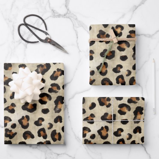Leopard Animal Print Pattern In Beige And Brown ラッピングペーパーシート (正面)