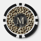 Leopard Animal Print Pattern In Beige And Monogram ポーカーチップ (正面)