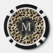 Leopard Animal Print Pattern In Beige And Monogram ポーカーチップ (裏面)