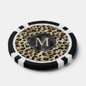 Leopard Animal Print Pattern In Beige And Monogram ポーカーチップ (シングル)