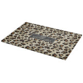 Leopard Animal Print With Black Faux Foil And Name カッティングボード (角)