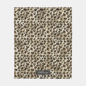 Leopard Animal Print With Black Faux Foil And Name フリースブランケット (正面)