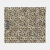 Leopard Animal Print With Black Faux Foil And Name フリースブランケット (正面(横))