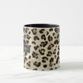 Leopard Animal Print With Black Faux Foil And Name マグカップ (中央)