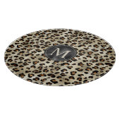 Leopard Animal Print With Black Faux Foil Monogram カッティングボード (角)