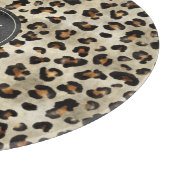Leopard Animal Print With Black Faux Foil Monogram カッティングボード (角)