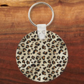 Leopard Animal Print With Black Faux Foil Monogram キーホルダー (裏面)