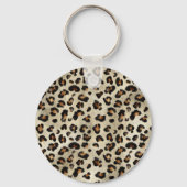 Leopard Animal Print With Black Faux Foil Monogram キーホルダー (裏面)