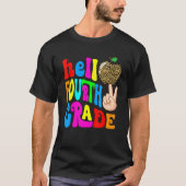 Leopard Apple Hello 4th Grade Teacher Kids Back To Tシャツ (正面)