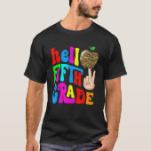 Leopard Apple Hello 5th Grade Teacher Kids Back To Tシャツ (正面)