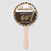 Leopard Balloon 60誕生日写真パーソナライズされた ハンドファン (正面)