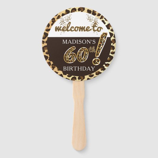 Leopard Balloon 60誕生日写真パーソナライズされた ハンドファン (正面)