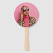 Leopard Balloon Script誕生日写真パーソナライズされた ハンドファン (裏面)