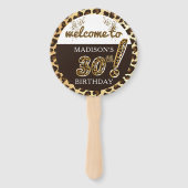 Leopard Balloon Script誕生日写真パーソナライズされた ハンドファン (正面)