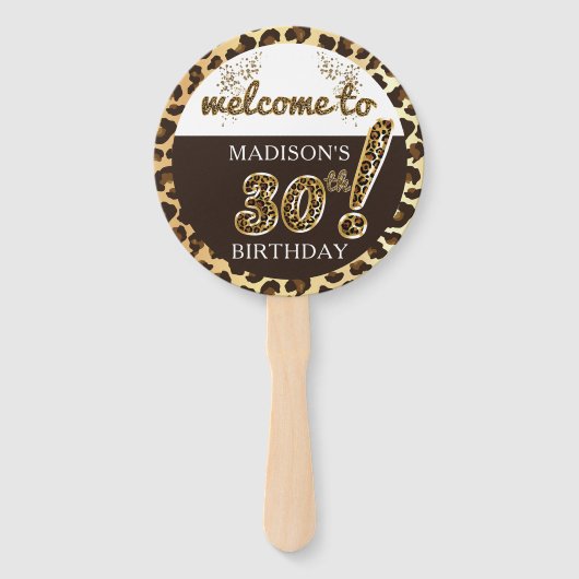 Leopard Balloon Script誕生日写真パーソナライズされた ハンドファン (正面)