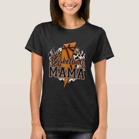 Leopard Basketball Mama Lightning Bolt Sport Mom M Tシャツ (正面)
