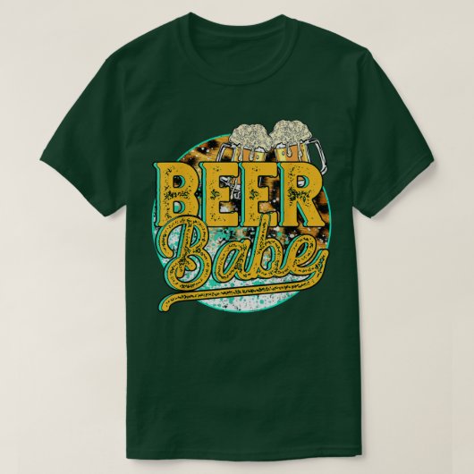 Leopard Beer Babe Funny Drinking Night Beer Day Be Tシャツ (デザイン正面)
